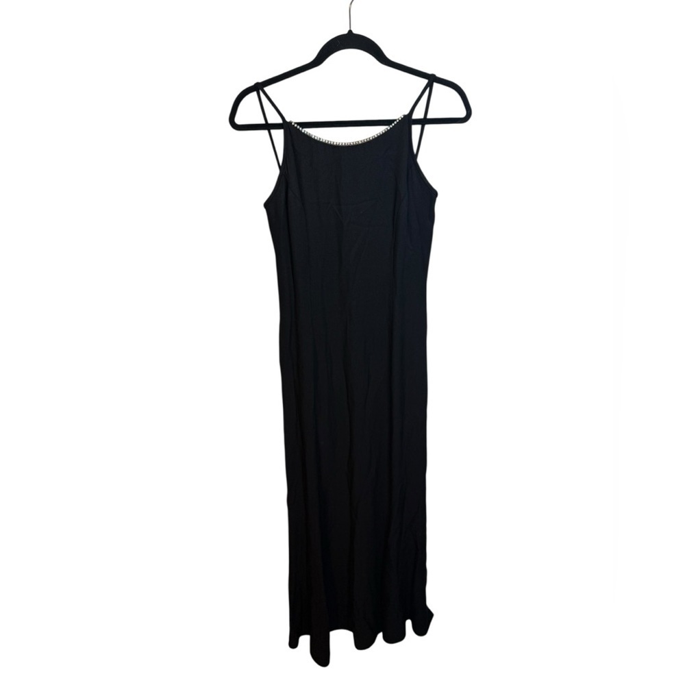 Jessica McClintock for Gunne Sax Black Jeweled Neckline Y2K Formal Maxi Gown
